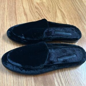 Banana Republic Black Velvet Faux Fur Mule Size 7